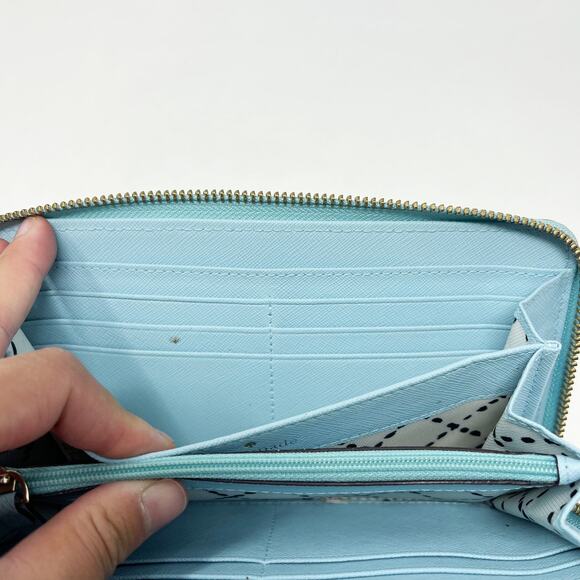 Kate Spade Grace Blue Newbury Lane Neda Wallet Leather Zip Around Gold Hardware - Picture 11 of 14
